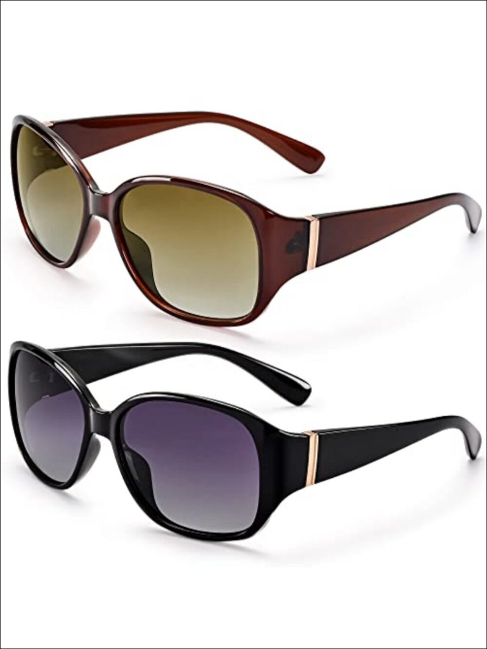 Polarized Sunglasses for Women Retro Vintage UV400 Square Oversized 2 Pack